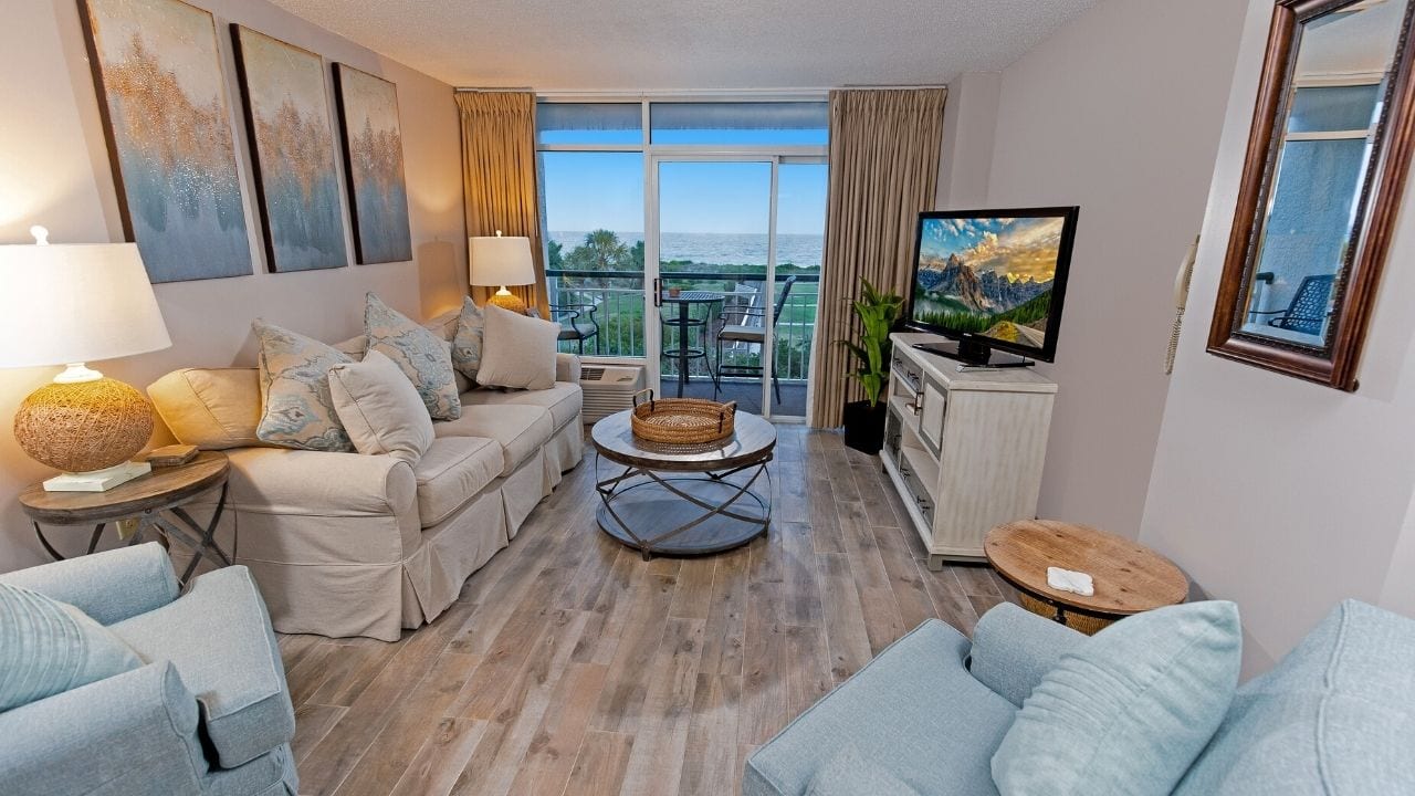 Living Room with oceanfront view