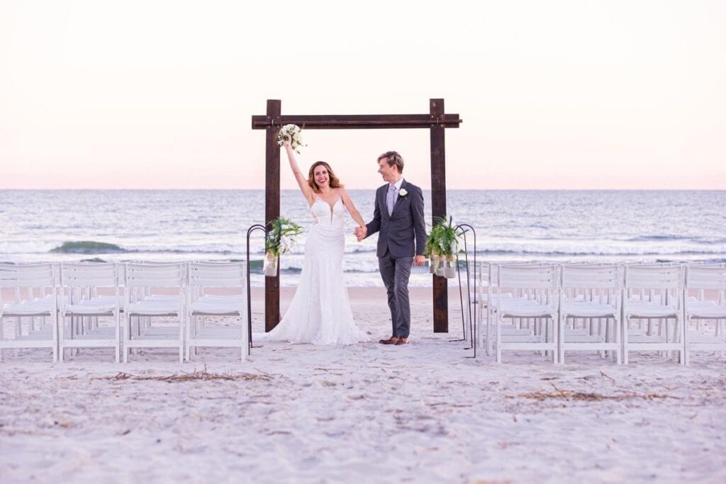 Bride and Groom Married on the Beach