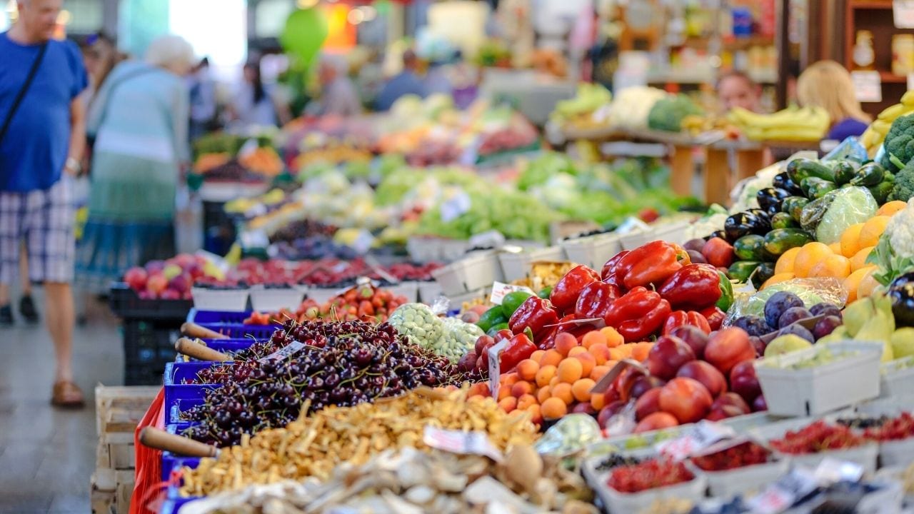 Fruits and vegetables at a farmer's market