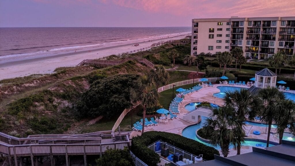 Sunset balcony view of ocean from Bridgewater