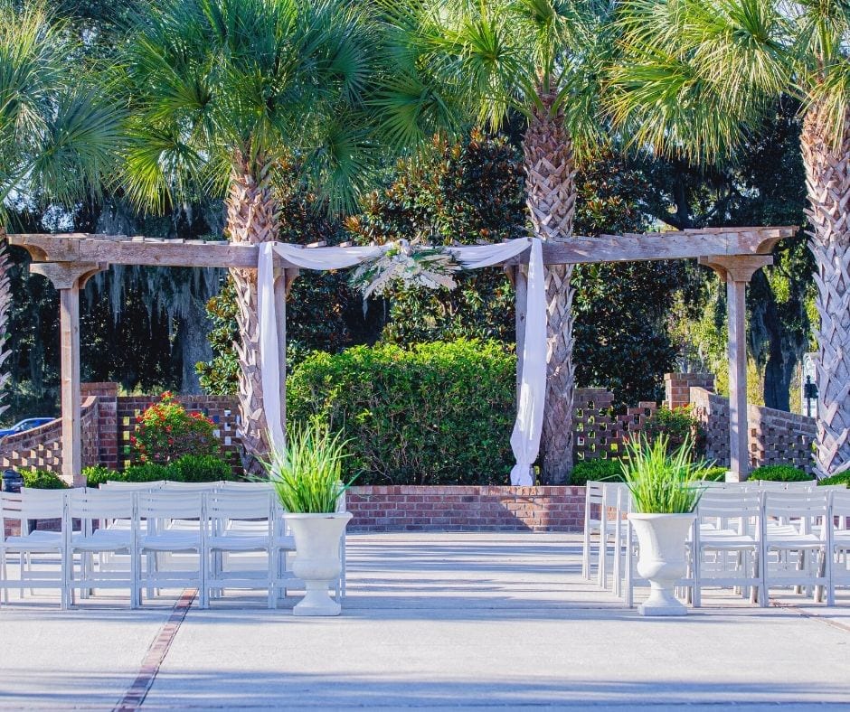 Wedding Ceremony Set-Up in Courtyard