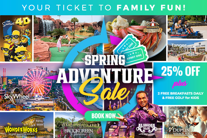 25% Off Spring Adventure Sale - Plus 2 Free Breakfasts Daily & Free Golf for Kids.