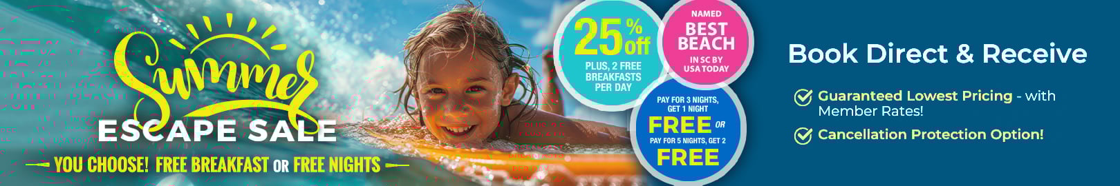 Summer Escape Sale - You Choose! FREE Breakfast OR FREE Night(s)